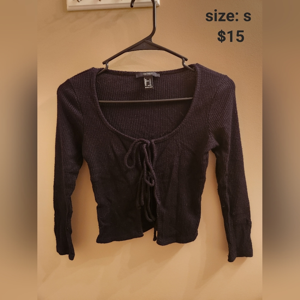 Black knit tie top